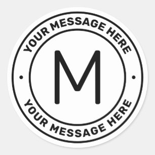 Sticker Rond Modèle de texte personnalisable Blanc et noir