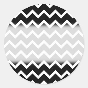 Sticker Rond Modèle de zigzag noir et blanc
