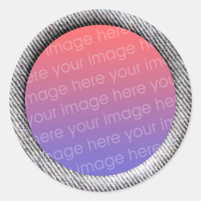 Sticker Rond Modèle Denim (bordure de trame 3d) (Devant)