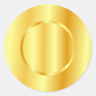 Sticker Rond Modèle Elégant Faux Or Métallurgique Look Blank