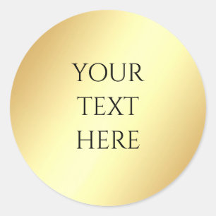 Sticker Rond Modèle Faux Or Glamour Ajoutez Votre Texte Personn