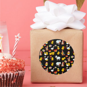 Sticker Rond Modèle Fête de Pâques Enfants Anniversaire Célébra