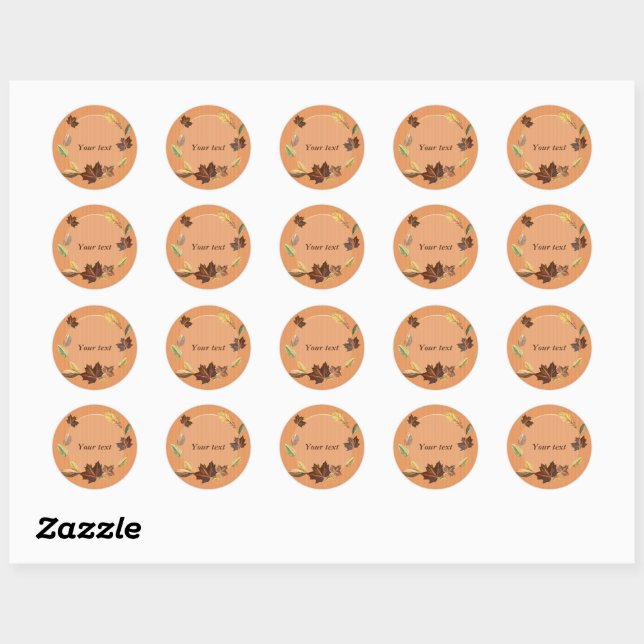 Sticker Rond Modèle Feuilles d'automne (Feuille)