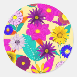 Sticker Rond Modèle floral