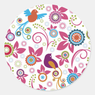 Sticker Rond Modèle floral