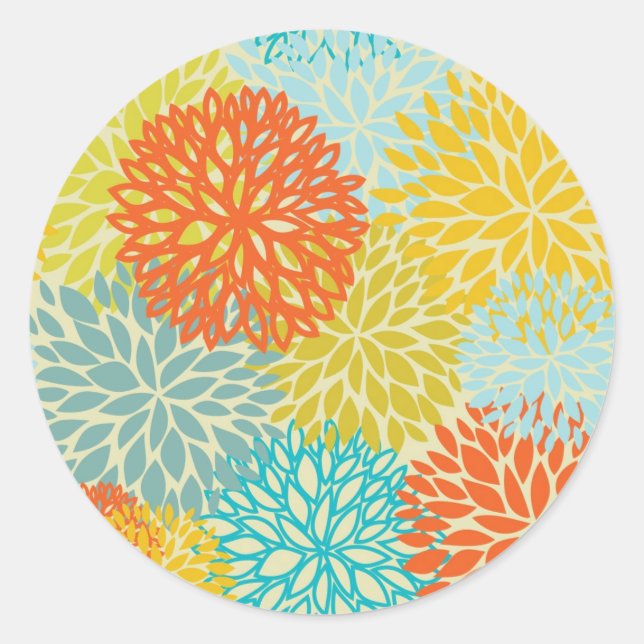 Sticker Rond Modèle floral 3 (Devant)