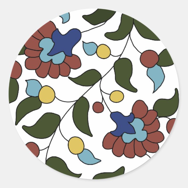 Sticker Rond Modèle floral arménien (Devant)