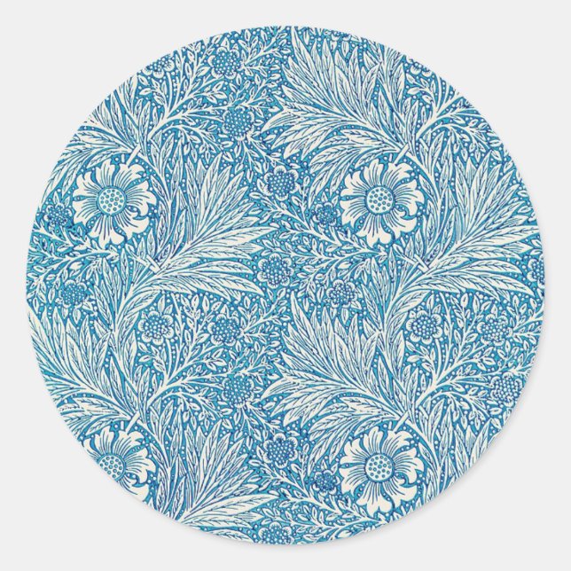 Sticker Rond Modèle Floral Blue William Morris (Devant)
