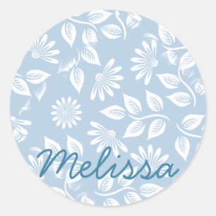 Sticker Rond Modèle floral classique - Choisissez votre couleur