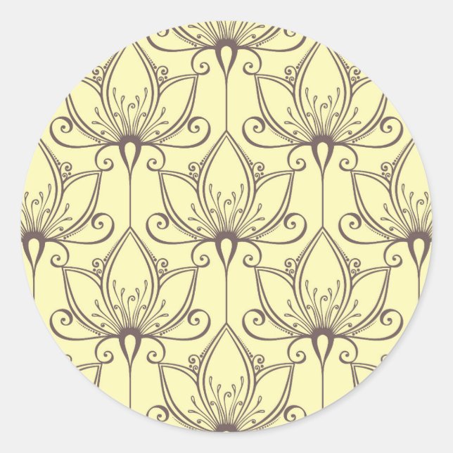 Sticker Rond Modèle floral de crème (Devant)