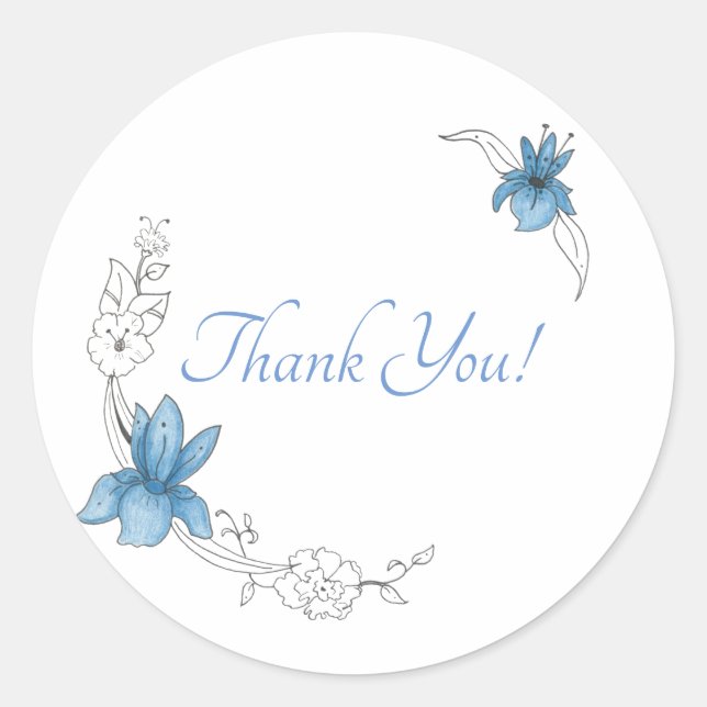 Sticker Rond Modèle floral / Merci (Devant)