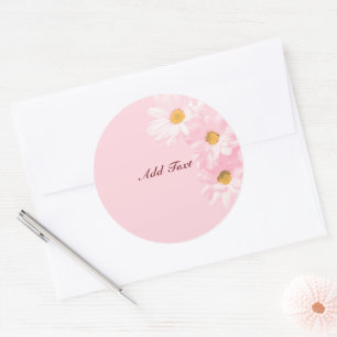 Sticker Rond Modèle floral rose Pastel, personnaliser,
