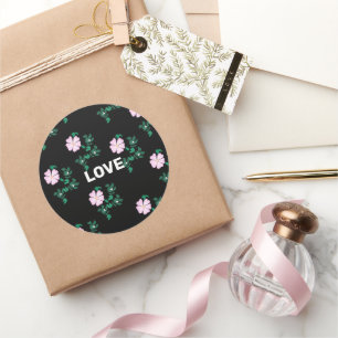 Sticker Rond Modèle floral Rose sauvage