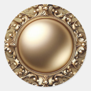 Sticker Rond Modèle Gold Pearl Blank