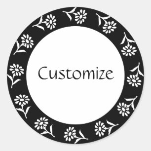 Sticker Rond Modèle Little Flowers - B&W