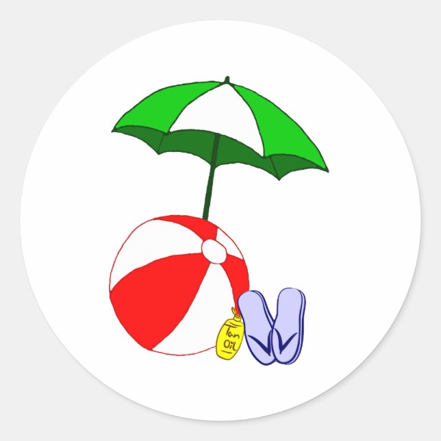 Sticker Rond Modèle parasol de la piscine de Beach Ball (Devant)