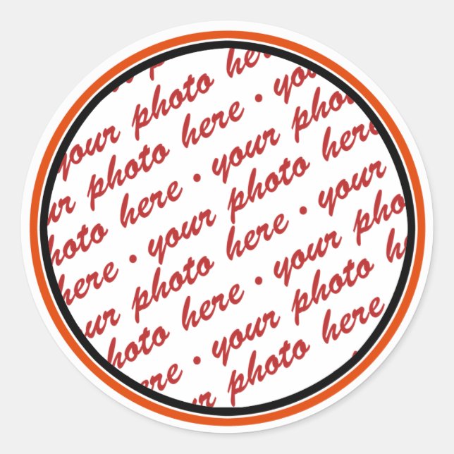 Sticker Rond Modèle photo cadré noir et orange (Devant)