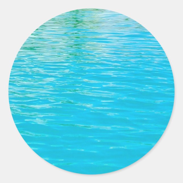 Sticker Rond Modèle vierge d'eau de mer bleu-vert personnalisé (Devant)