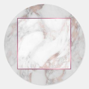 Sticker Rond Modèle vierge élégant en marbre or rose personnali