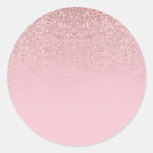 Sticker Rond Modèle vierge pailleté or rose élégant Ajouter du