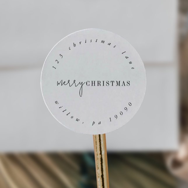Sticker Rond Modern Chic Circulaire de Noël Adresse de retour (Créateur téléchargé)