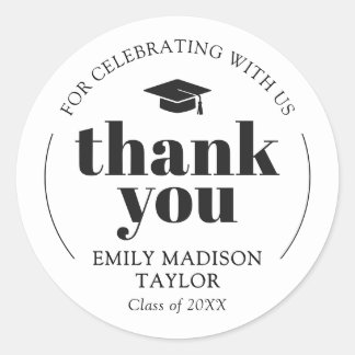 Sticker Rond Modern Elegant Graduation Thank You