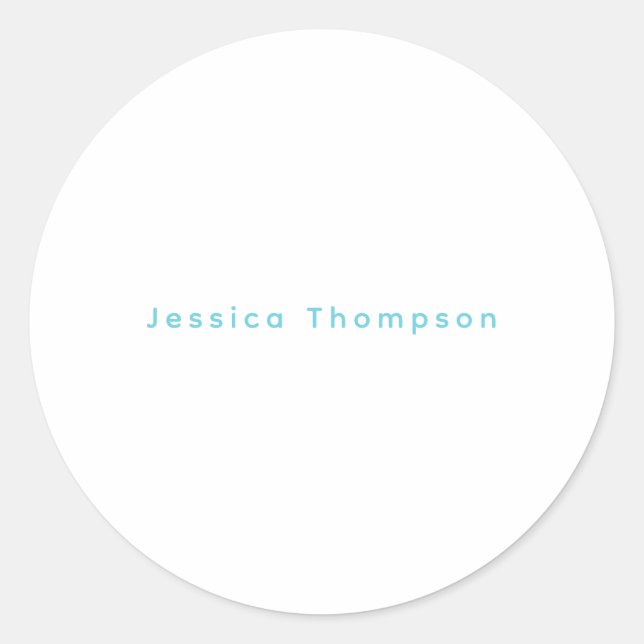 Sticker Rond Modern Elegant Plain Simple Professional Name (Devant)