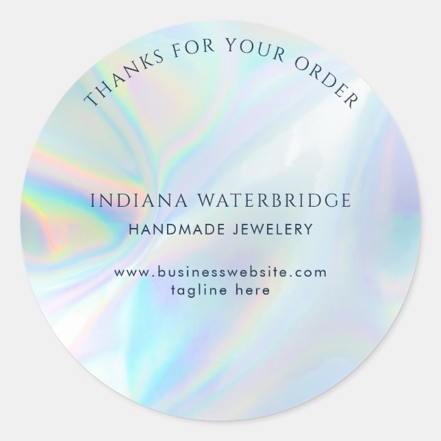 Sticker Rond Modern Handmade Business Iridescent Thank You (Devant)