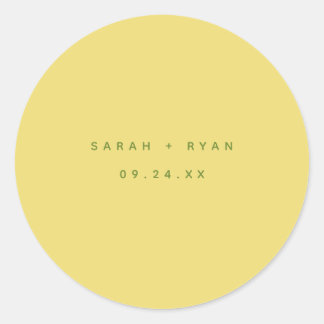Sticker Rond Modern Lemon Yellow Bride Groom Names Wedding