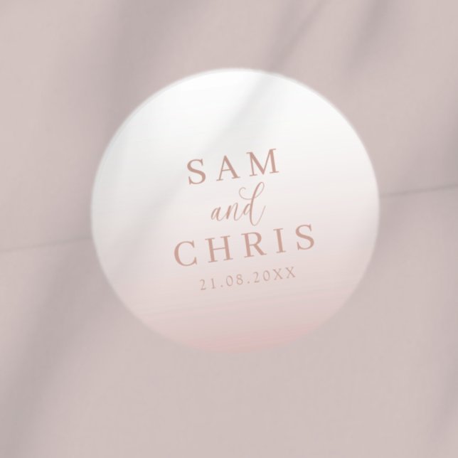 Sticker Rond Modern Rose Gold Wedding Monogram  (Créateur téléchargé)