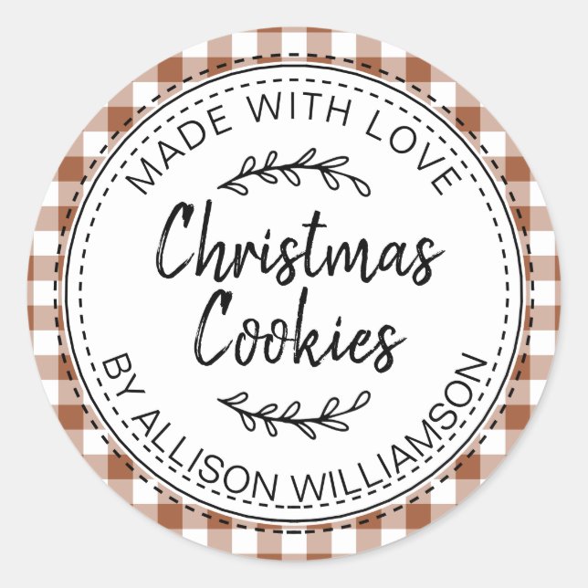 Sticker Rond Modern Rustic Homemade Christmas Cookie TerraCotta (Devant)