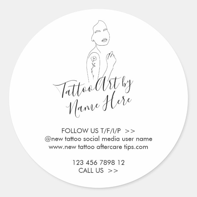 Sticker Rond Modern Tattoo ART script typography (Devant)