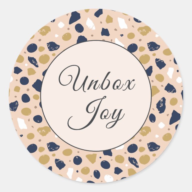 Sticker Rond Modern Terrazzo | Trendy "Unbox Joy" (Devant)