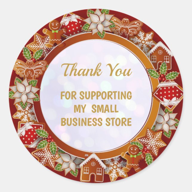 Sticker Rond Modern Thank You For Supporting My Small Business (Devant)