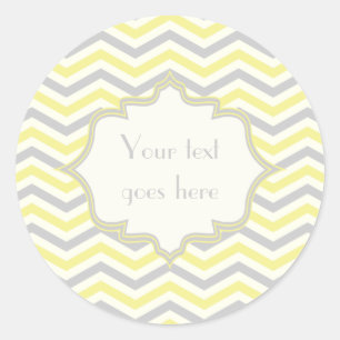 Sticker Rond Modern yellow, grey, ivory chevron pattern custom