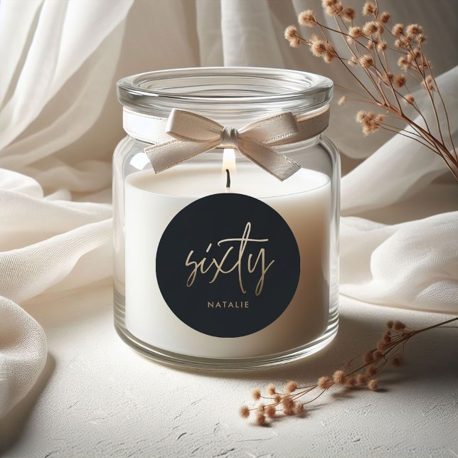 Sticker Rond Moderne 60e anniversaire simple élégant script élé (Créateur téléchargé)