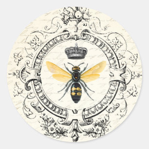 Sticker Rond MODERNE Abeille de reine VINTAGE