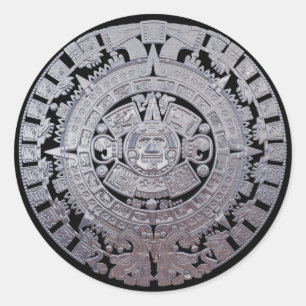 Sticker Rond Moderne Aztèque Maya Calender