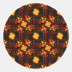 Sticker Rond Moderne Bohème Élégante Motif Artistique Abstrait