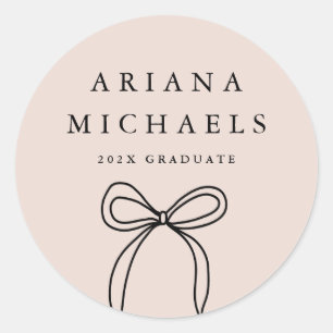 Sticker Rond Moderne Bow Blush et Black Graduation