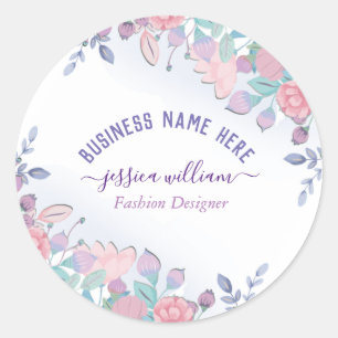 Sticker Rond Moderne Chic Aquarelle Bleu Hydrangée Florale