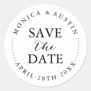 Sticker Rond Moderne Chic Enregistrer la date Calligraphie Lett