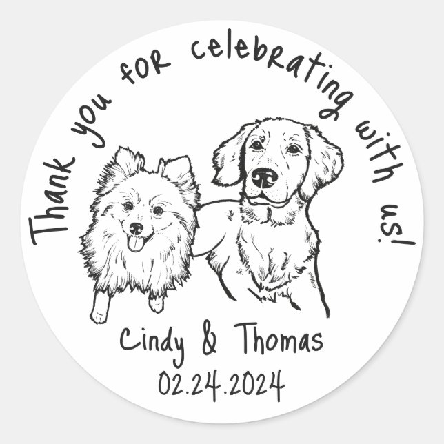 Sticker Rond Moderne Chic Funny Mariage d'animaux de compagnie  (Devant)