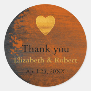 Sticker Rond Moderne Chic Gold Foil Mariage Merci de coeur