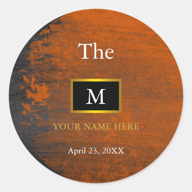 Sticker Rond Moderne Chic Gold Foil Mariage Merci de coeur (Devant)