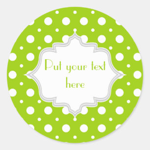 Sticker Rond Moderne citron vert, blanc pois motif personnalisé