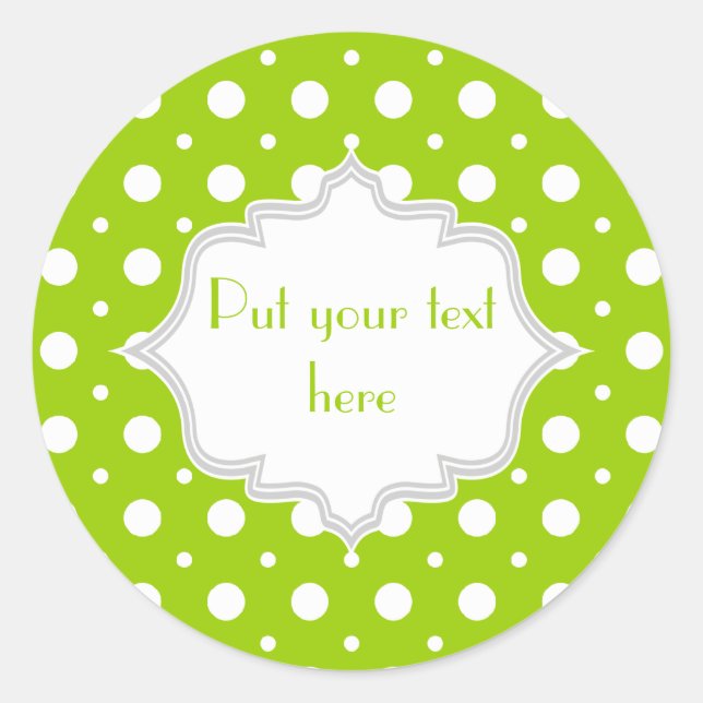 Sticker Rond Moderne citron vert, blanc pois motif personnalisé (Devant)