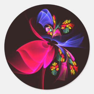 Sticker Rond Moderne coloré Floral Abstrait Art Motif #06