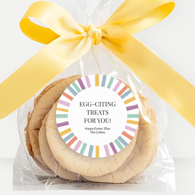 Sticker Rond Moderne coloré Simple Enfants Fête de Pâques Favor (Modern Colorful Simple Kids Easter Party Favor Classic Round Sticker)