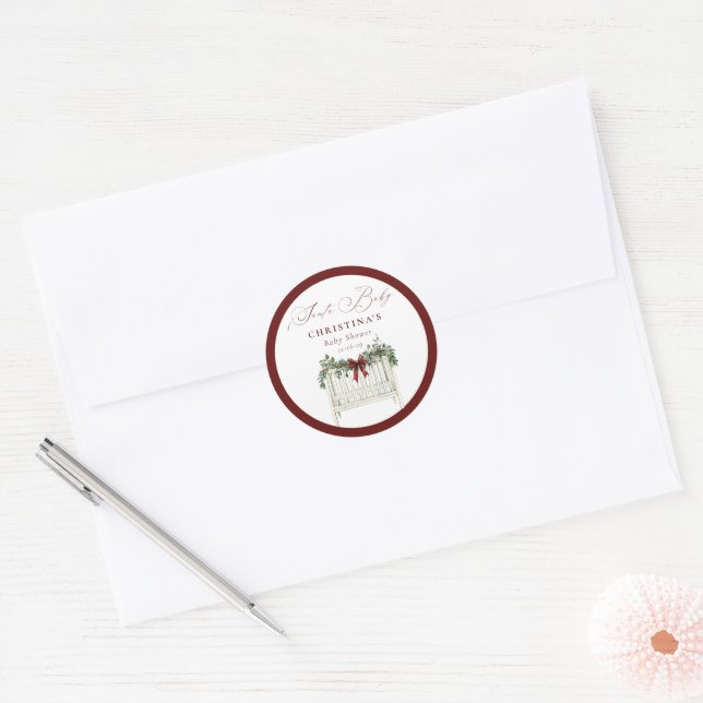 Sticker Rond Moderne Cute Elegant Père Noël Baby Baby shower (Enveloppe)